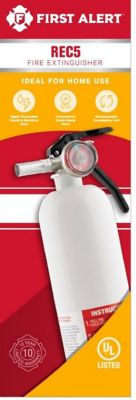 Image showing  First Alert Fire Extinguisher with Mounting Bracket, 2 lb. White Bottle, Steel, US Coast Guard Approved, REC5