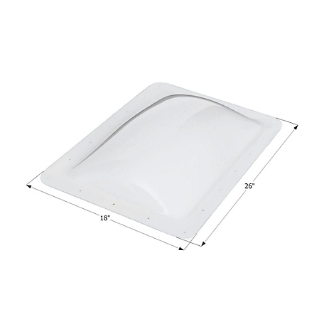 Icon Rectangular Skylight 4 Inch High Bubble Type Dome, White, 01819