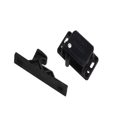 RV Designer H316 Access Door Latch to Keep RV Cabinet And Drawer Doors Closed, Push Type with Strike, Black, Single