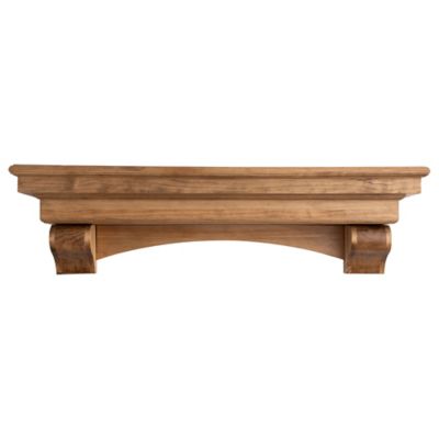 Image showing 7 th Dogberry Collections 60 in. French Corbel Fireplace Mantel Shelf, Aged Oak