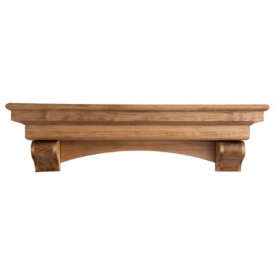 Dogberry Collections 72 in. French Corbel Fireplace Mantel Shelf, Aged Oak