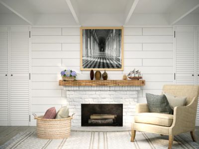 Image showing  48 in. Solid Beam Fireplace Mantel Shelf, Aged Oak