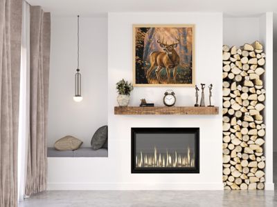 Image showing 9 th Dogberry Collections 48 in. Solid Beam Fireplace Mantel Shelf, Aged Oak