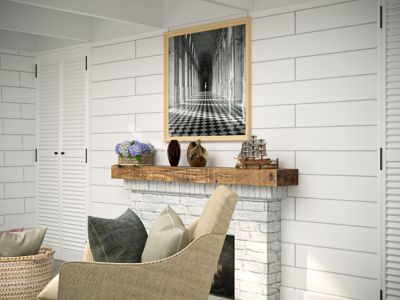 Image showing 10 th Dogberry Collections 48 in. Solid Beam Fireplace Mantel Shelf, Aged Oak