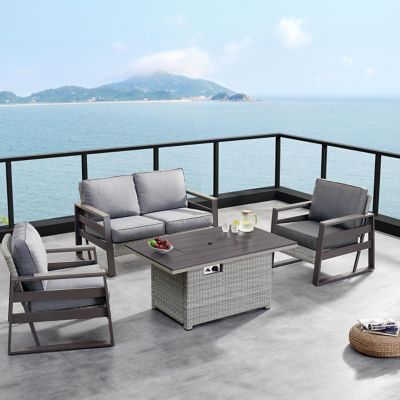 Deko Living Tricarico Outdoor Patio Set & Gas Firepit