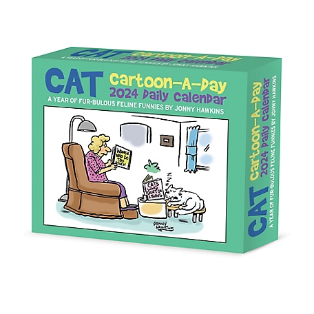 Willow Creek Press Cat Cartoon-A-Day By Jonny Hawkins 2024 Box Calendar, 36242