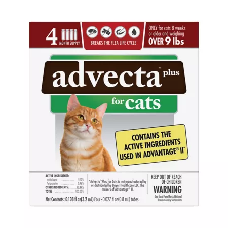 Advecta Plus Flea and Tick Protection for Cats 9 lbs and Up 4 ct Cat Flea & Tick Topical Treatments