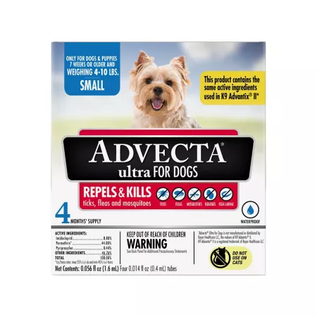 Advecta Ultra Flea and Tick Protection for Small Dogs 4-10 lbs 4 ct Dog Flea & Tick Topical Treatments