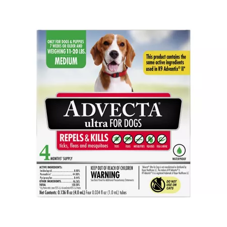 Advecta Ultra Flea and Tick Protection for Medium Dogs 11-20 lbs 4 ct 1333 Dog Flea & Tick Topical Treatments