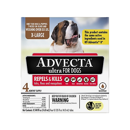 Advecta Ultra Flea and Tick Protection for Extra-Large Dogs 55 lb. and Up, 4 ct.