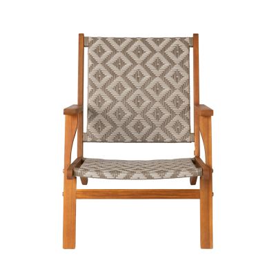 Image showing  Vega Natural Stain Diamond-Weave Wicker Outdoor Chair, Gray/White