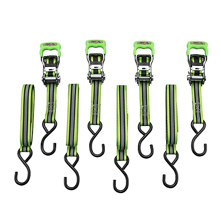 Traveller 1 in. x 12 ft. Reflective Ratchet Tie-Down Straps, 4-Pack, FH95354