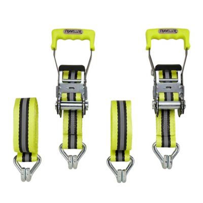 Traveller 2 in. x 8 ft. Reflective Ratchet Tie-Down Straps, Orange, 2-Pack, FH9888