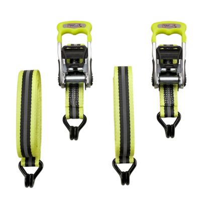 Traveller 1.5 in. x 16 ft. Reflective Ratchet Tie-Down Straps, 1,667 lb., Yellow, 2-Pack