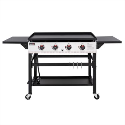 Royal Gourmet 4-Burner Flat Top Gas Grill, 36 in. Propane Griddle with Bottom Shelf & Side Tables, Outdoor Cooking & BBQ, GB4002 Royal Groumet 4-burner flat top griddle