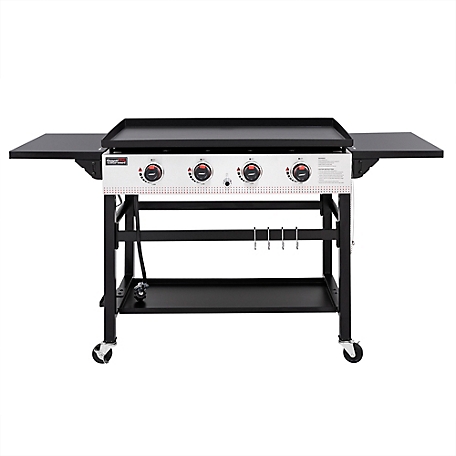 Royal Gourmet 4-Burner Flat Top Gas Grill, 36 in. Propane Griddle with Bottom Shelf & Side Tables, Outdoor Cooking & BBQ, GB4002