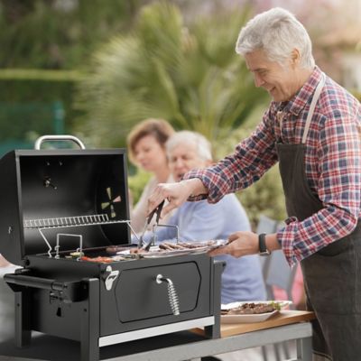 Image showing  Portable Barrel Charcoal Grill with Side Handles and Bottle Opener, 303 sq. in., Black