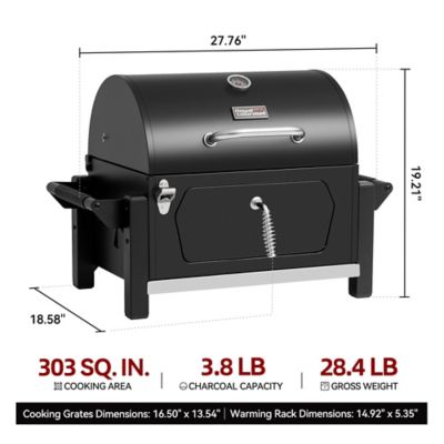Image showing  Portable Barrel Charcoal Grill with Side Handles and Bottle Opener, 303 sq. in., Black