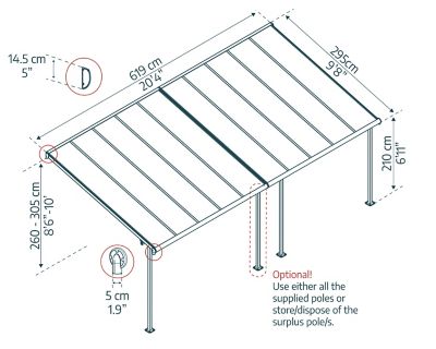 Image showing  Sierra 10 x 20ft. Patio Cover, Gray, HG9079