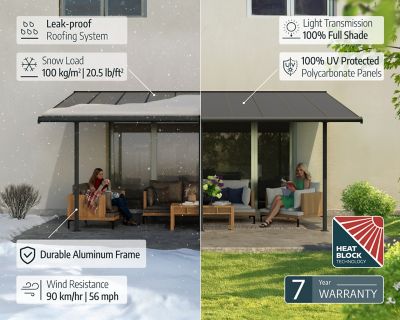 Image showing  Sierra 10 x 24ft. Patio Cover, Gray, HG9080