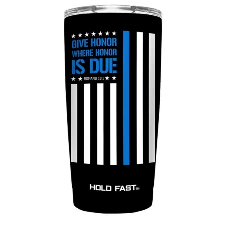 20 oz Kerusso Stainless Steel Tumbler with Police Flag Black Tumblers