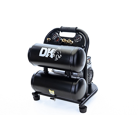 DK2 1HP-2 Cylinder Brushless 4Gal.Twin stack Portable Silent Oil-Free Electric Air Compressor Max 125PSI- AC04G