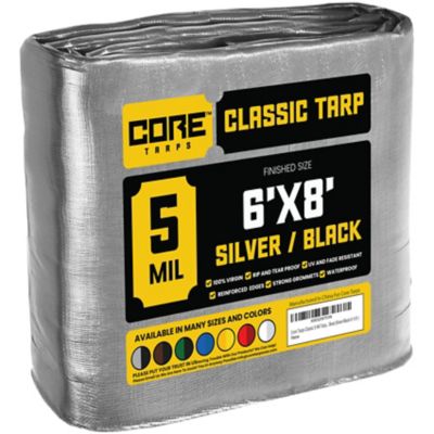 Core Tarps Silver/Black 5Mil 6 x 8 Tarp, CT-501-6X8