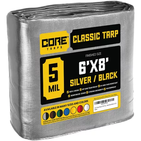 Core Tarps Silver/Black 5Mil 6 x 8 Tarpaulin CT-501-6X8 Tarps