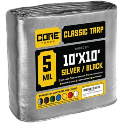 Core Tarps Silver/Black 5Mil 10 x 10 Tarp, CT-501-10X10