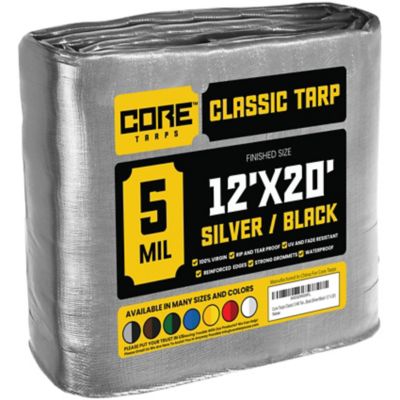 Core Tarps 12 ft. x 20 ft. Tarp, 5 Mil, Silver/Black