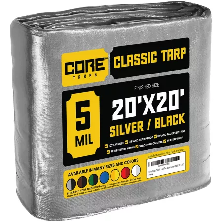 Core Tarps 20 ft x 20 ft Tarp 5 mil Silver/Black Tarps