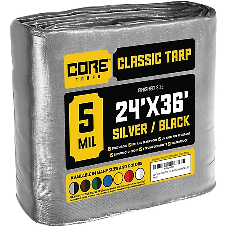 Core Tarps 24 ft. x 36 ft. Tarp, 5 Mil, Silver/Black