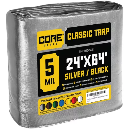 Core Tarps Silver/Black 5Mil 24 x 50 Tarpaulin CT-501-24X50 Tarps