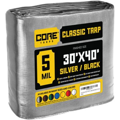 Core Tarps 30 ft. x 40 ft. Tarp, 5 Mil, Silver/Black