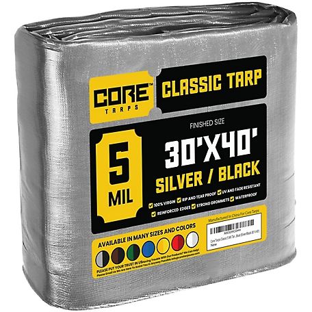 Core Tarps 30 ft. x 40 ft. Tarp, 5 Mil, Silver/Black