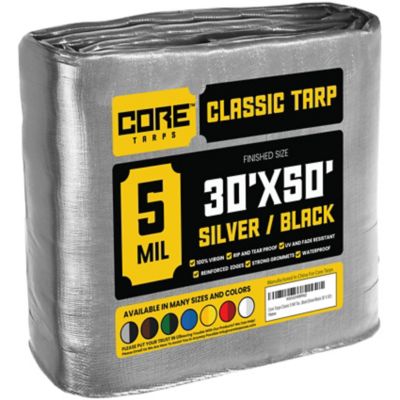 Core Tarps 30 ft. x 50 ft. Tarp, 5 Mil, Silver/Black