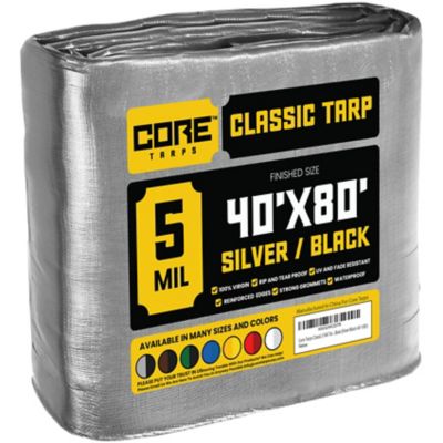 Core Tarps 40 ft. x 80 ft. Tarp, 5 mil, Silver/Black
