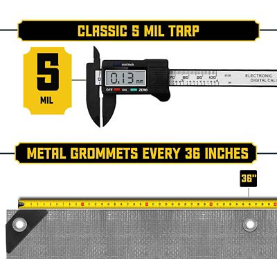 Image showing  50 ft. x 70 ft. Tarp, 5 Mil, Silver/Black