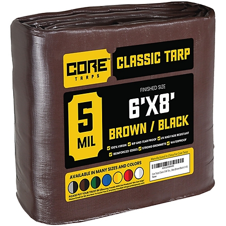 Core Tarps 6 ft. x 8 ft. Tarp, 5 Mil, Brown/Black