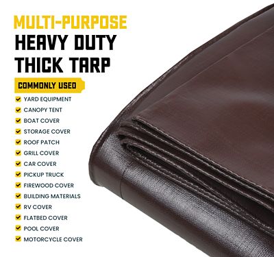 Image showing 5 th Core Tarps 6 ft. x 8 ft. Tarp, 5 Mil, Brown/Black
