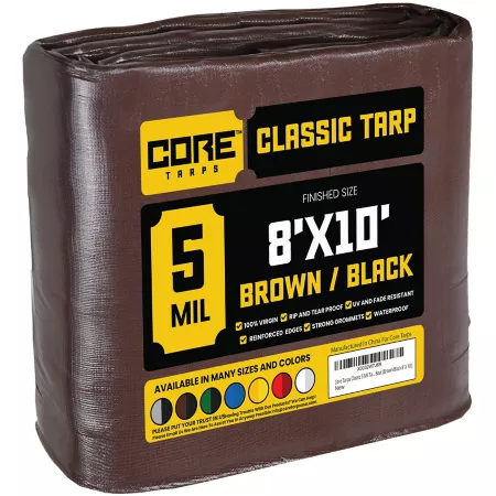 Core Tarps 8 ft x 10 ft Tarp 5 mil Brown/Black Tarps