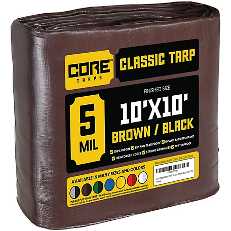 Core Tarps Brown/Black 5Mil 10 x 10 Tarp, CT-502-10X10, CT-502-10x10