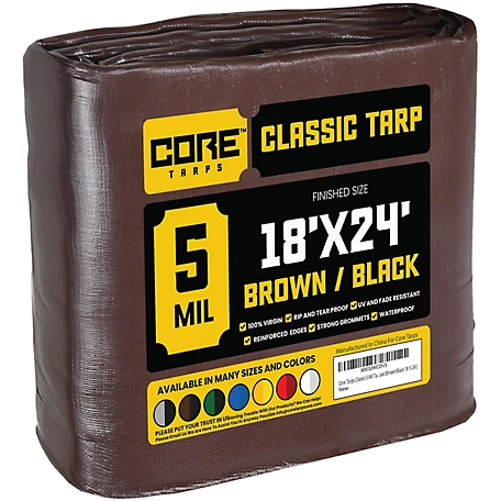 Core Tarps 18 ft. x 24 ft. Tarp, 5 Mil, Brown/Black
