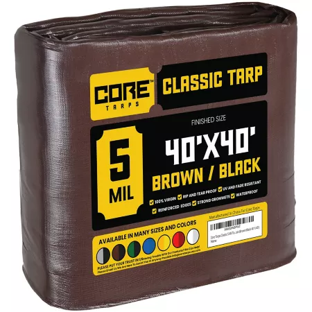 Core Tarps 40 ft x 40 ft Tarp 5 mil Brown/Black Tarps