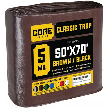 Core Tarps 50 ft x 70 ft Tarp 5 mil Brown/Black Tarps