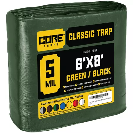 Core Tarps Green/Black 5Mil 6 x 8 Tarpaulin CT-503-6X8 Tarps