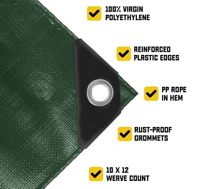 Image showing  16 x 20ft. Tarp, 5 Mil, Green/Black