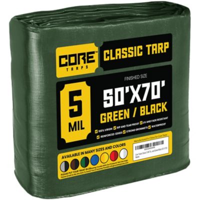 Core Tarps 50 ft. x 70 ft. Tarp, 5 Mil, Green/Black