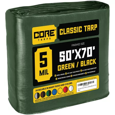 Core Tarps 50 ft x 70 ft Tarp 5 mil Green/Black Tarps