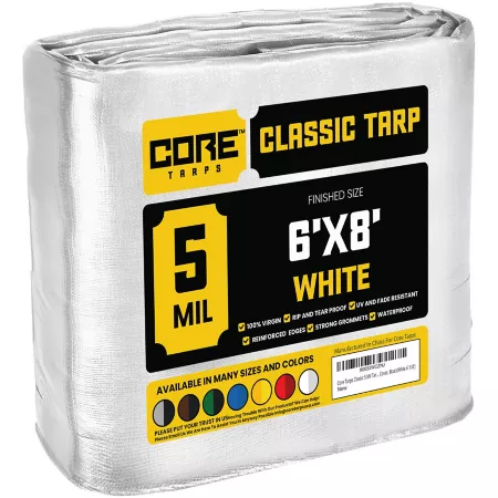 Core Tarps 6 ft x 8 ft Tarp 5 mil White Tarps